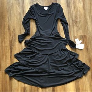 NWT LuLaRoe Georgia Black Long Sleeve Dress XS